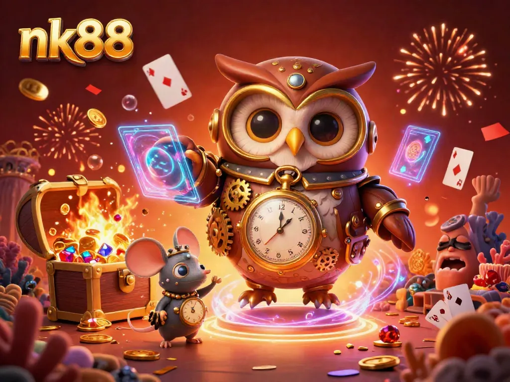 Experience big wins with nk88, showcasing vibrant casino elements amidst a fantasy backdrop.