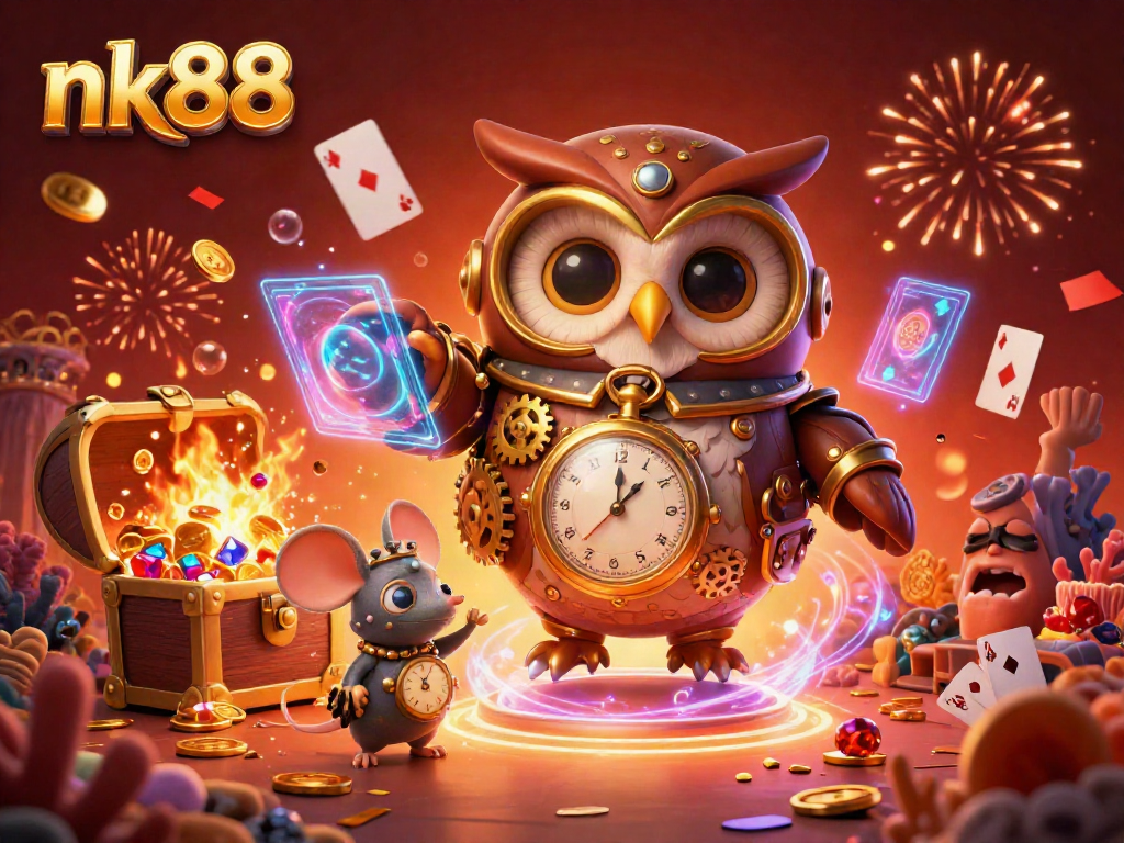 Experience big wins with nk88, showcasing vibrant casino elements amidst a fantasy backdrop.
