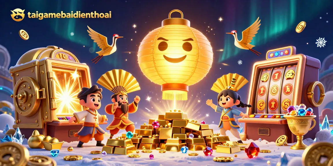 Play and win at taigamebaidienthoai's exciting slot machine casino experience featuring glowing lanterns.