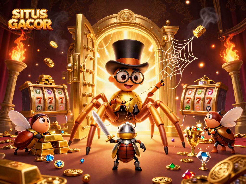 Experience the excitement of SITUS GACOR as the golden tarantula weaves a web between casino treasure.