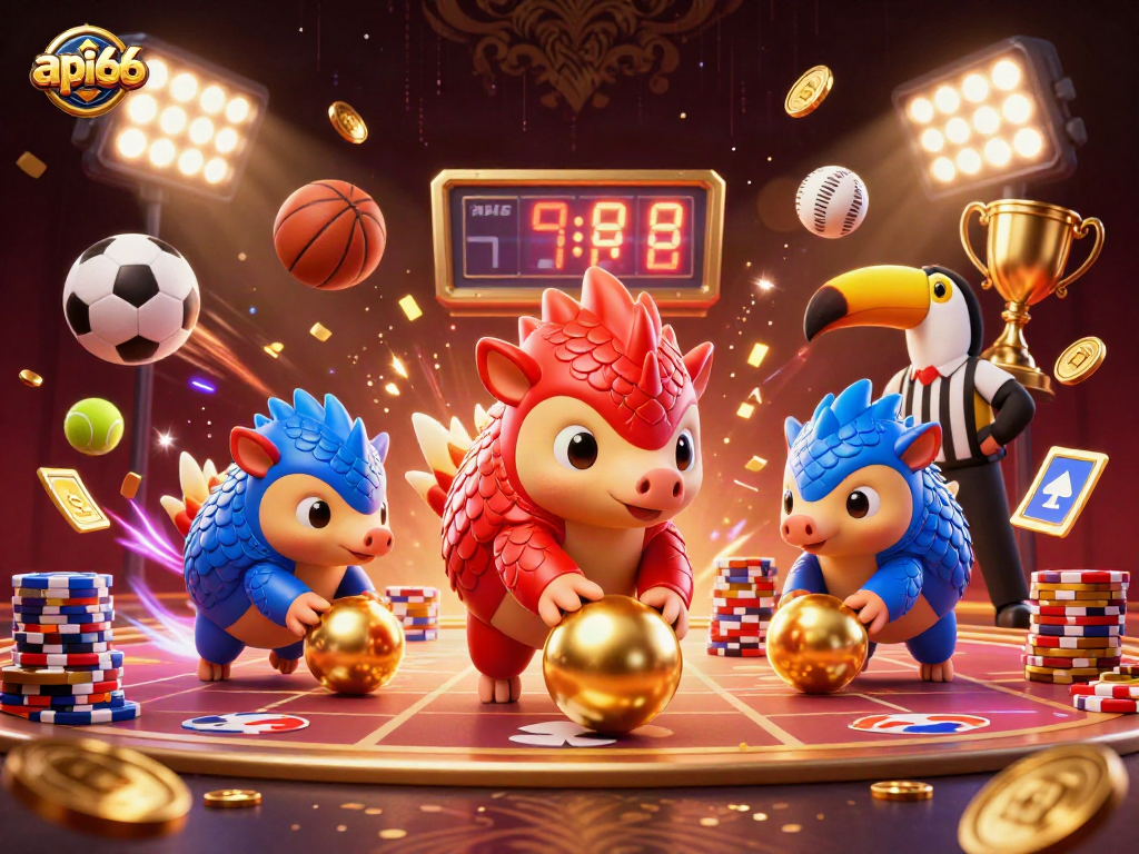 api66 players enjoying a vibrant 3D casino scene with thrilling action and dynamic elements