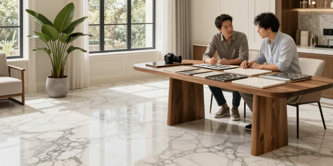 NAGA2000's premium marble flooring consultation in a luxurious living space.