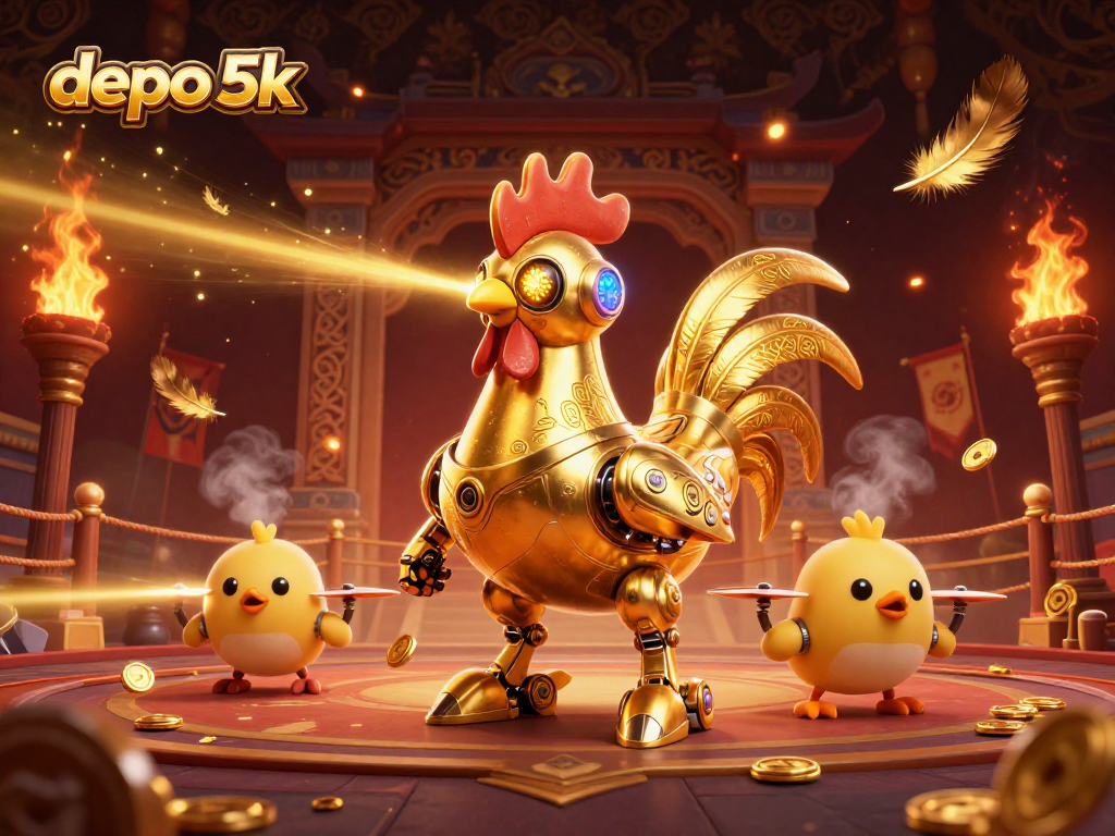Experience thrilling games at depo 5k with an engaging, vibrant casino atmosphere illustration.