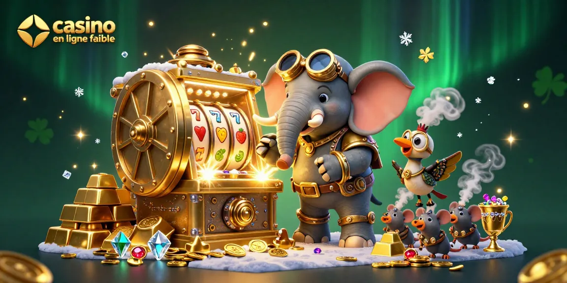 Créez votre succès au casino en ligne fiable avec un éléphant ingénieur steampunk et des machines à sous.