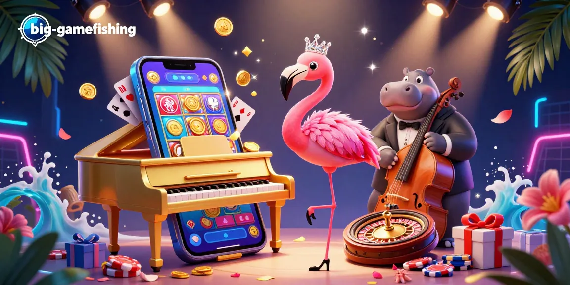 Experience big-gamefishing action with lively casino elements celebrating a vibrant gaming environment.