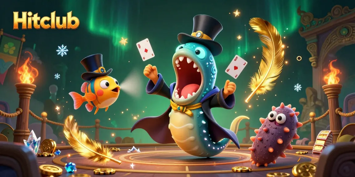 Hitclub's dynamic magic card performance scene featuring deep-sea creatures in a vibrant casino atmosphere.