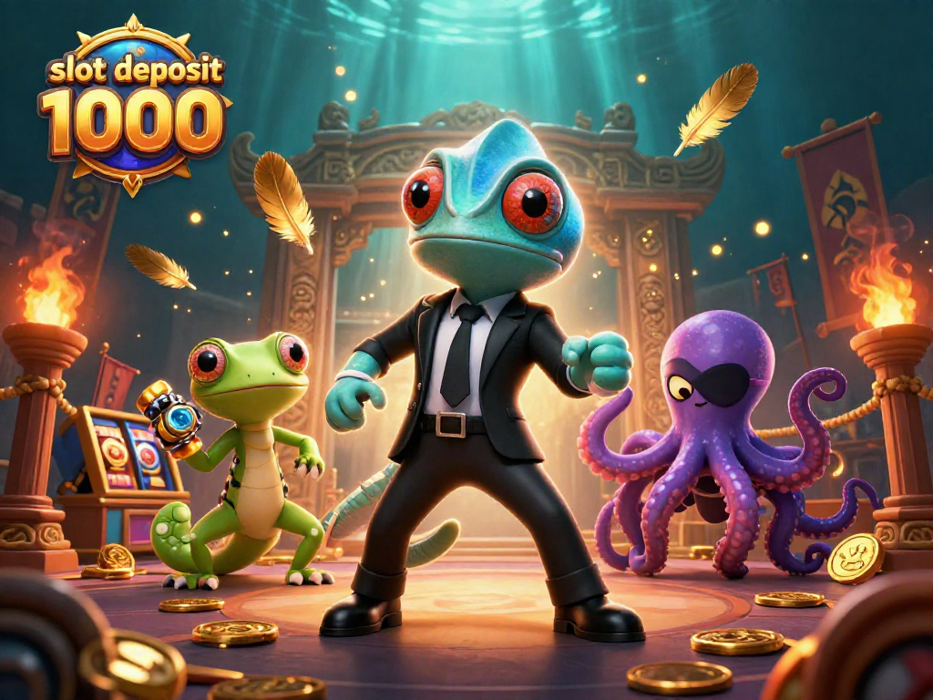 Experience thrilling wins with slot deposit 1000 in this vibrant and dynamic casino scene.