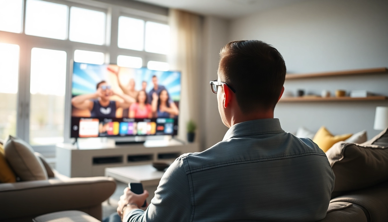 Experience an IPTV free trial while enjoying seamless streaming in a modern living room.