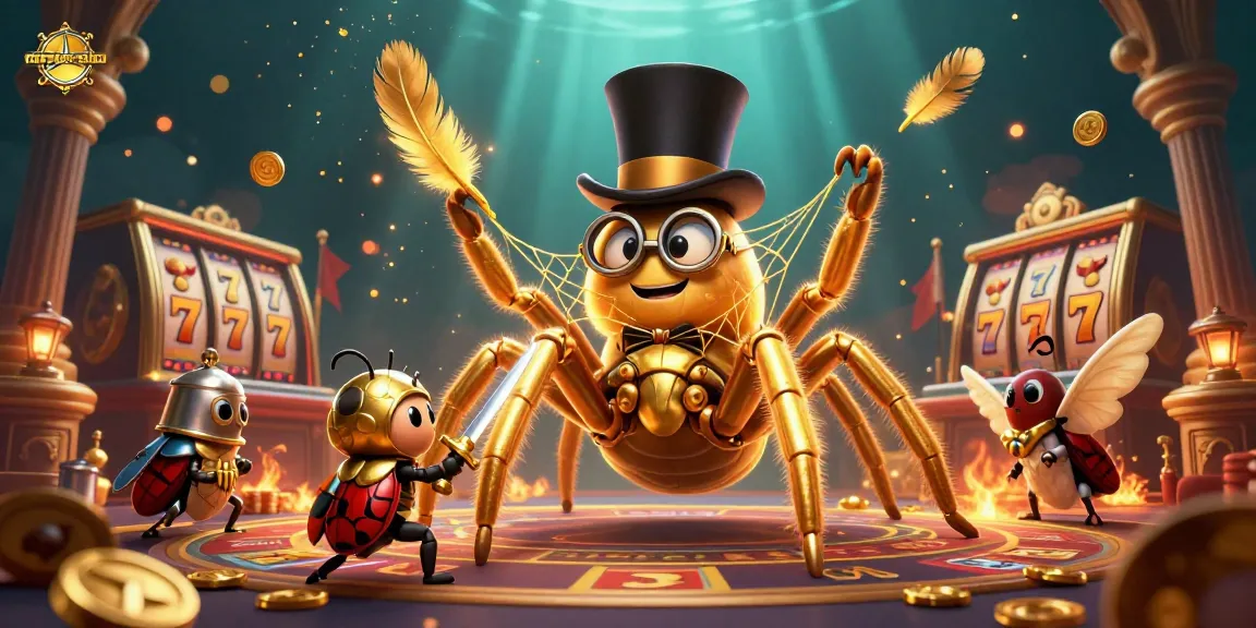 Engage with mercedes-nohu's vibrant casino illustration featuring a golden tarantula and beetle knight.