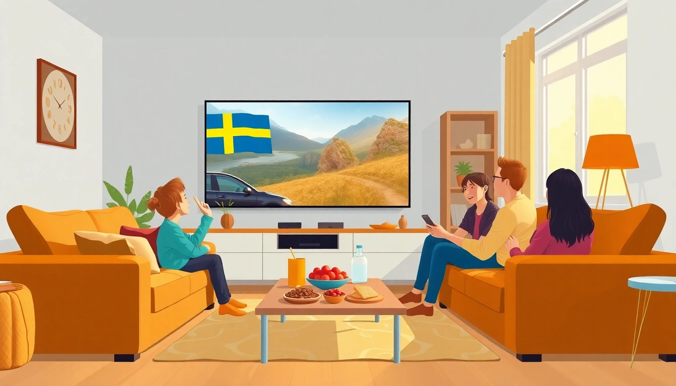 Enjoying high-quality iptv Sweden streaming in a cozy living room setting.