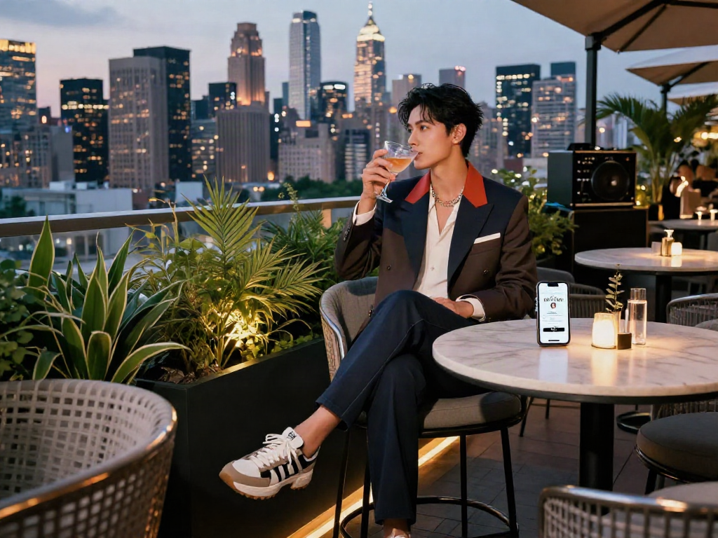 Luxury111 gaya hidup urban mewah dengan fashion stylish di bar atap
