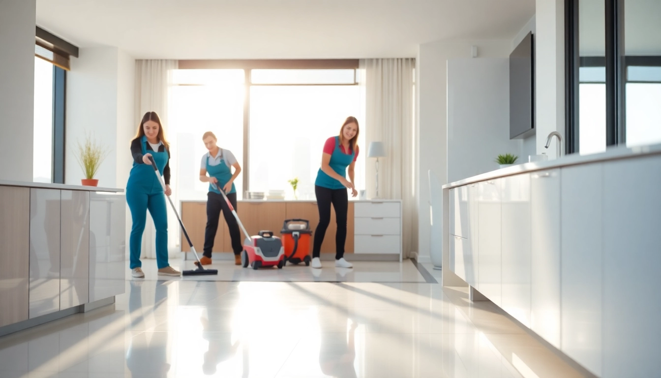 Team engaged in bond cleaning Logan apartment, highlighting cleanliness and professionalism.