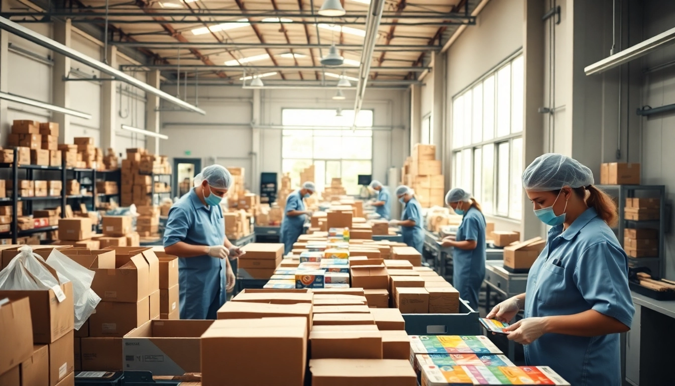 Showcasing the efficiency of a co packing company Illinois in a busy assembly line.