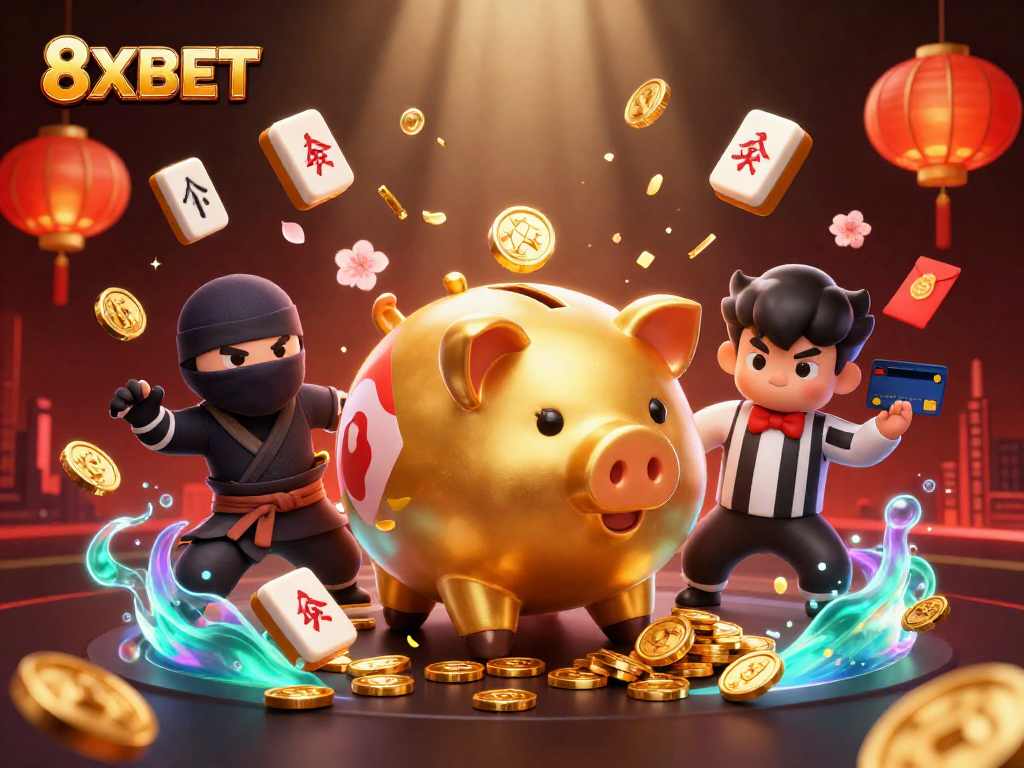 Experience vibrant gameplay with 8XBET's online casino featuring fun character interactions.