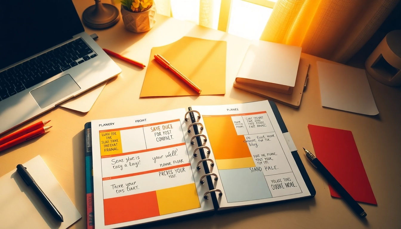 Plan Your Way, Instantly with a colorful planner and inspiring workspace filled with stationery.